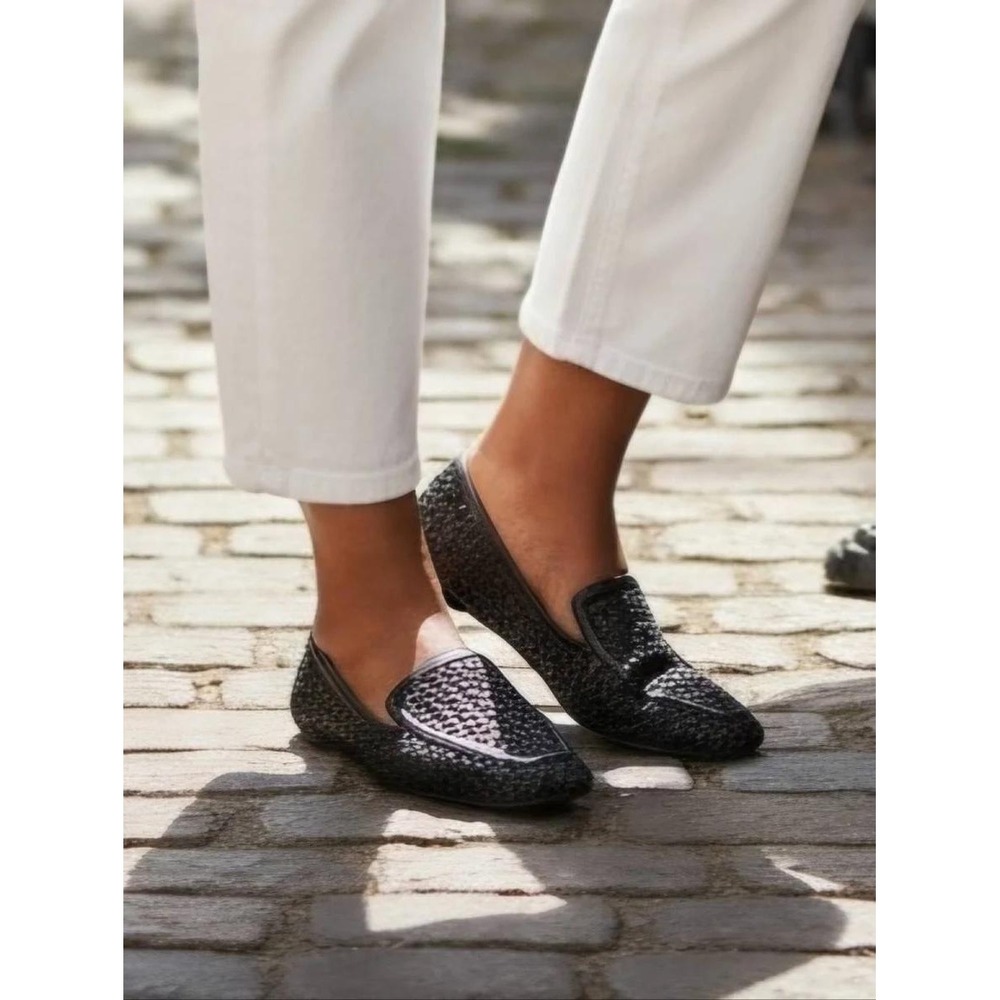Torrid Women 10 Black Woven Loafer Square Toe Slip On Flat Shoes NEW
